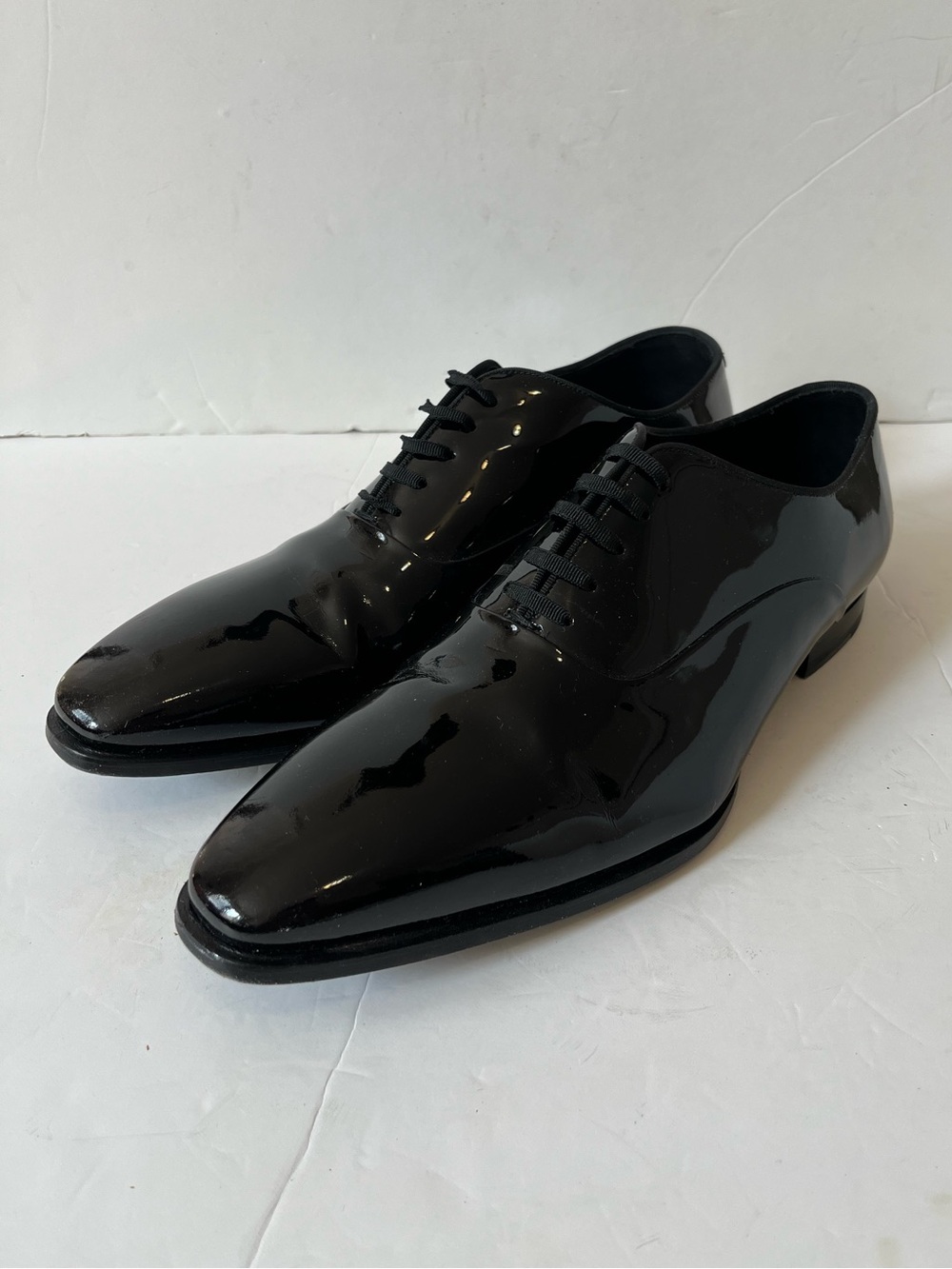 SUITSUPPLY Black Patent Leather Tuxedo Oxford Dress Shoes 11.5